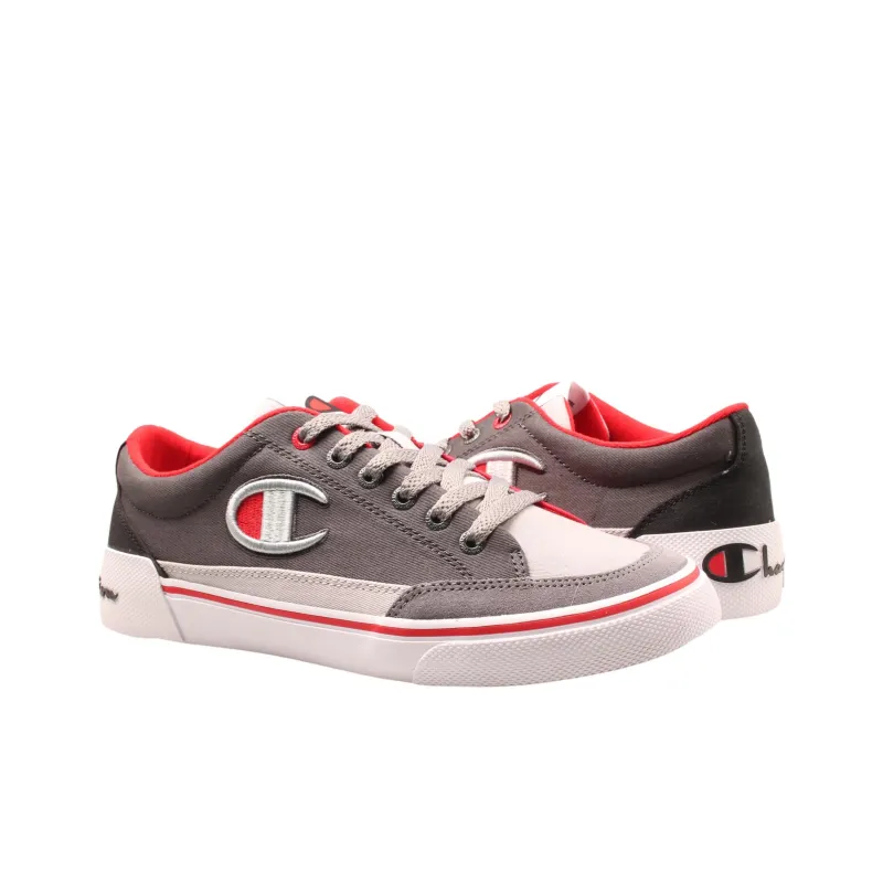 Champion Low Top Skateboard Shoes Men's Gray Red-2