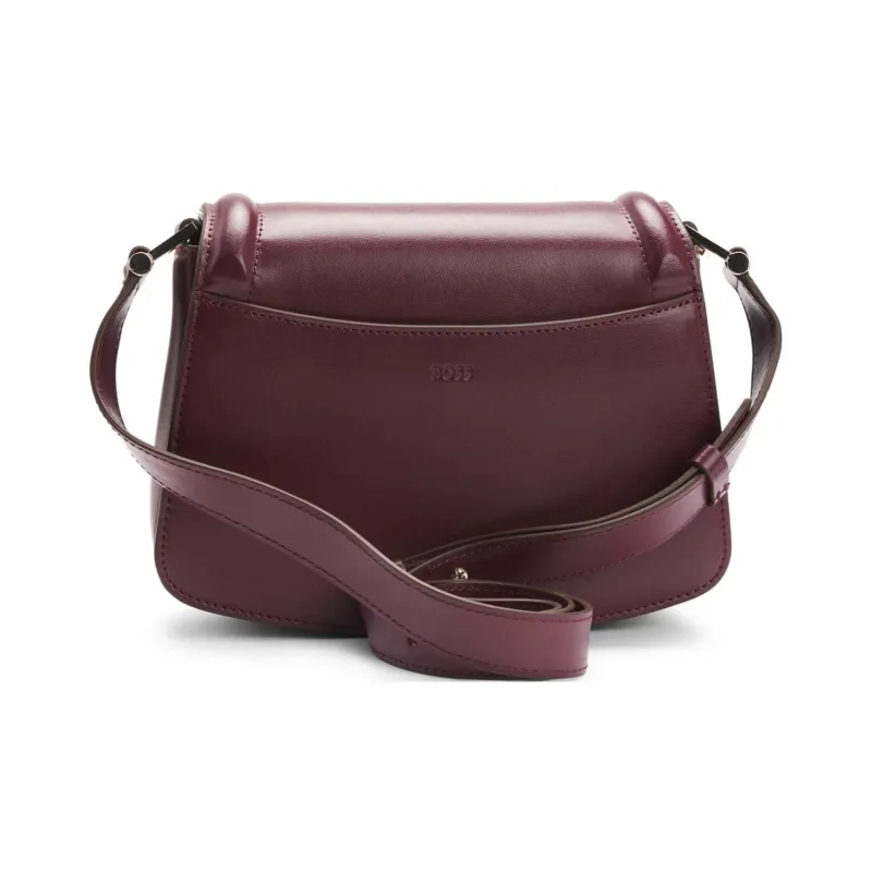 HUGO BOSS Leather Shoulder Bag, Crossbody Bag Regular Women's Dark Red-1