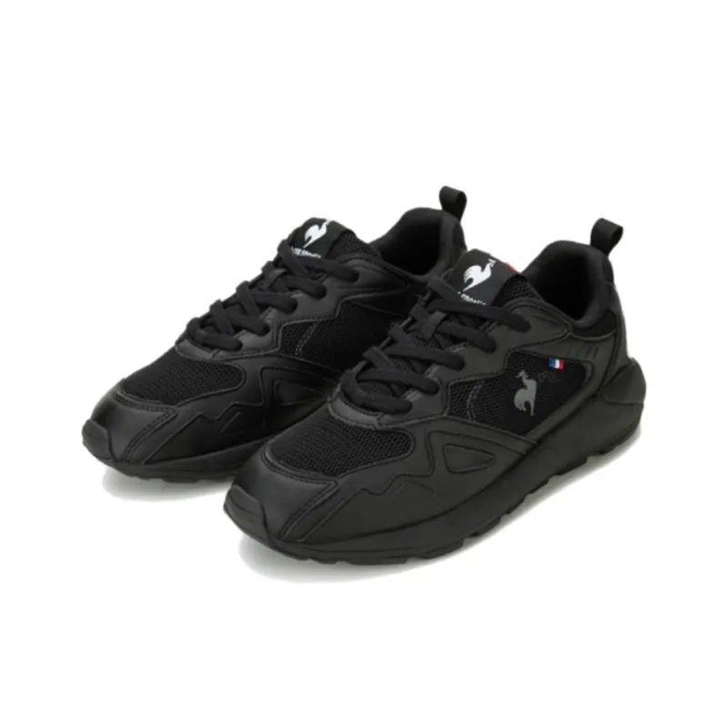 Le Coq Sportif Anti Slip Wear Resistant Low Top Casual Shoes Unisex Black Silver-2