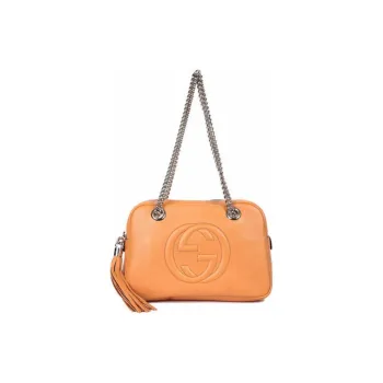 GUCCI Genuine Leather Handbag Shoulder Bag Regular Women's Yellow