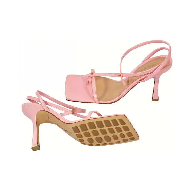 Bottega Veneta Stretch One Strap Sandals 9cm Women's Pink-3