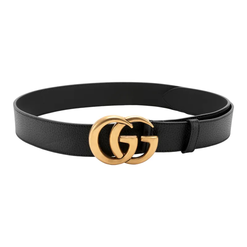 GUCCI Logo Fashion Trend Smooth Buckle Leather Belts Men's Width  4cm-1