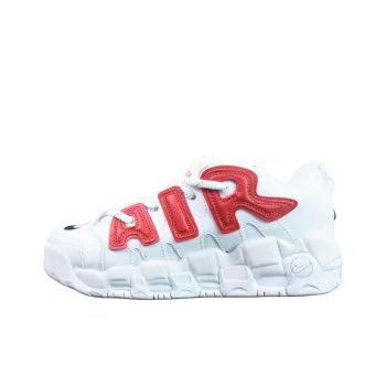 Nike Air More Uptempo Low Durable Breathable Low Top Vintage Basketball Shoes Men's White Red