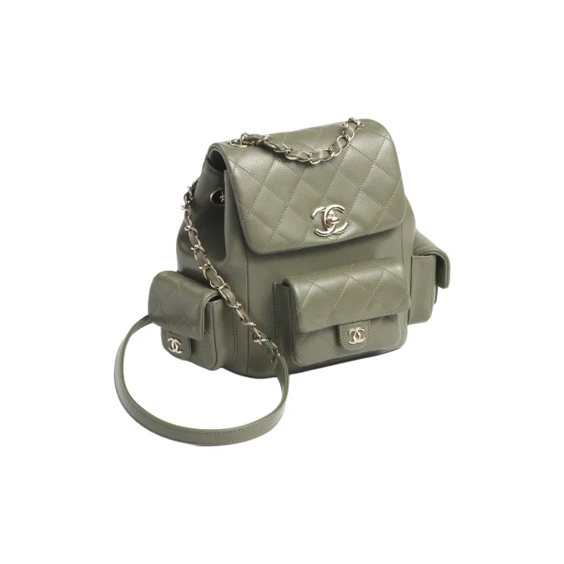 CHANEL Duma Grain Bright Calfskin Backpack Women's Khaki-1
