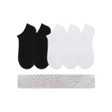5 Pack[No-Show Socks Black 2-No-Show Socks White 3][Mesh Cut Bottom]