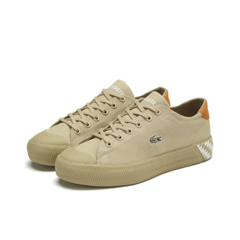LACOSTE Abrasion Resistant Low Top Skateboard Shoes Women's Khaki-2