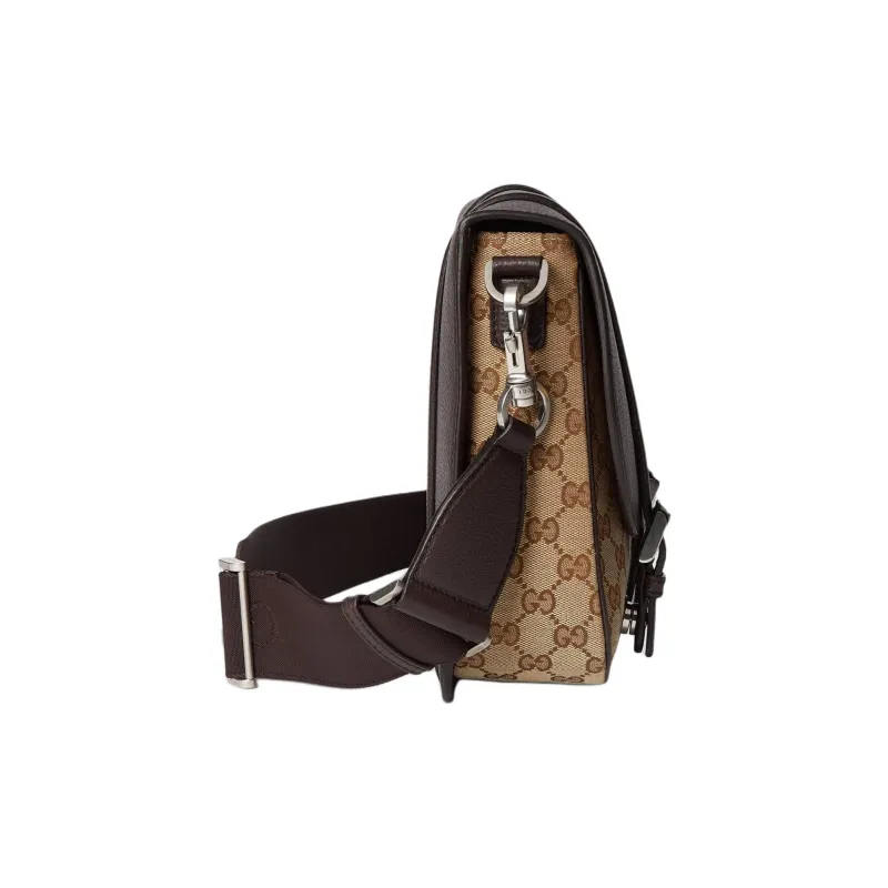 GUCCI Original Canvas Shoulder Bag Crossbody Bag Medium Size Men's Beige & Ebony-2