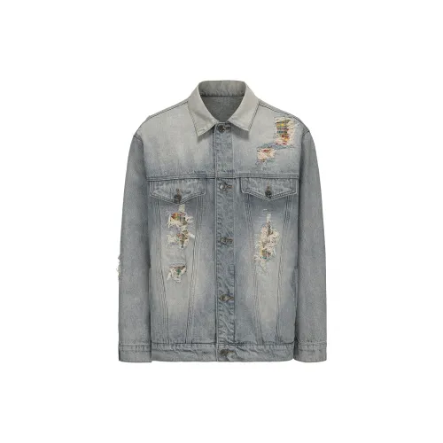 NSTNEW START Denim Jackets Unisex Washed Blue