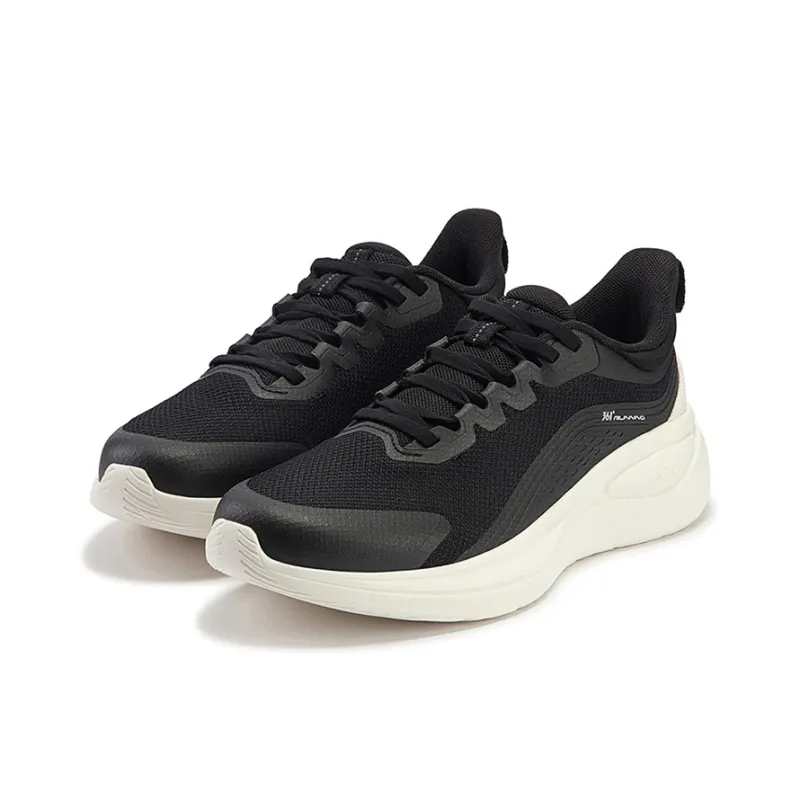 361° Anti Slip Wear Resistant Low Top Running Shoes Women's Black White-2