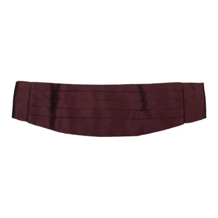 GUCCI Brand Logo Silk Belt Men's Purple/Burgundy 12cm Wide-0