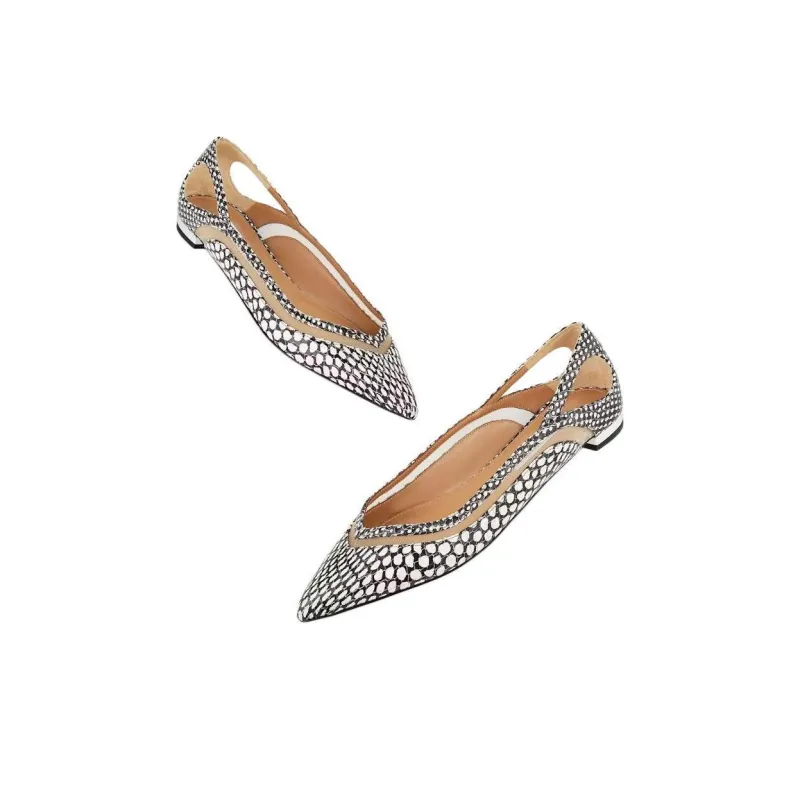 AQUAZZURA Cinema Casual Single Shoes Women's Black White-3