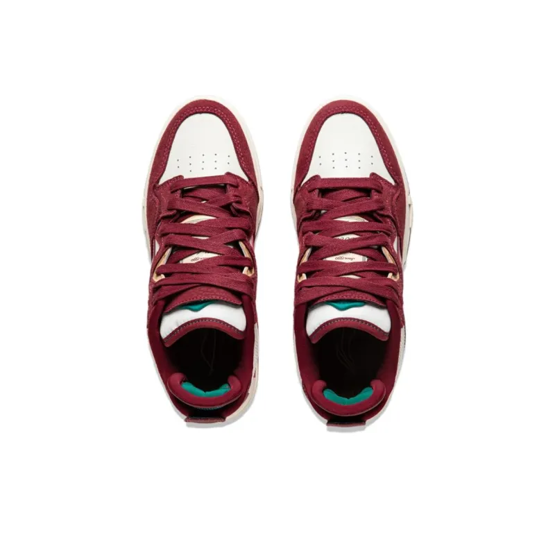 LiNing Wave Pro Anti-Slip Wear-Resistant Low-Top Skateboard Shoes Women's Red White-3