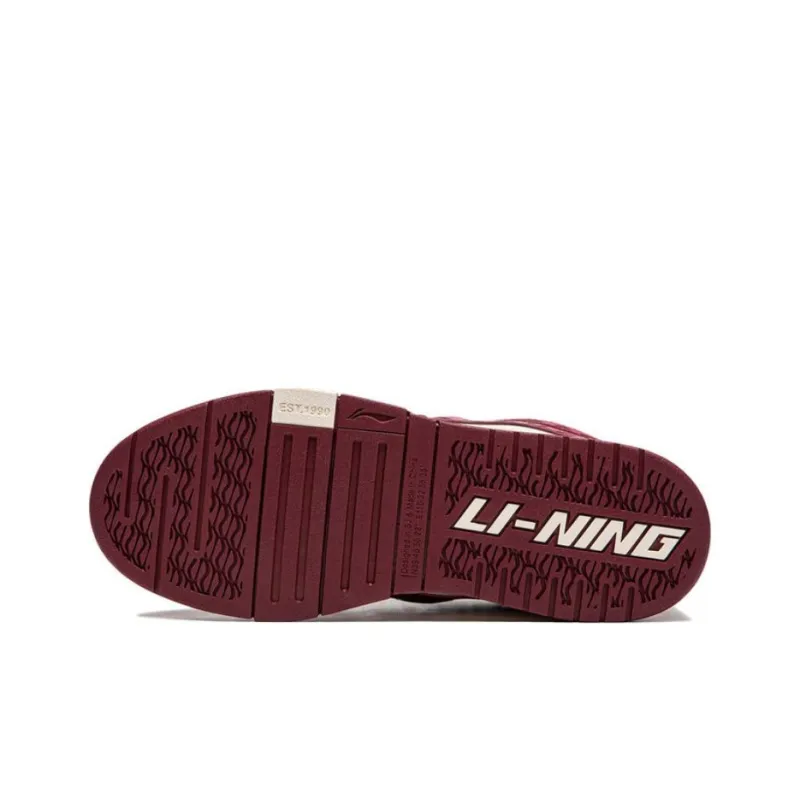 LiNing Wave Pro Anti-Slip Wear-Resistant Low-Top Skateboard Shoes Women's Red White-4
