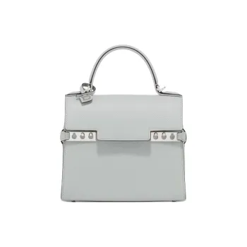 Delvau Tempête Grained Alpina Calfskin Shoulder Bag Crossbody Bag Handbag Small Size Women's Cloud Gray