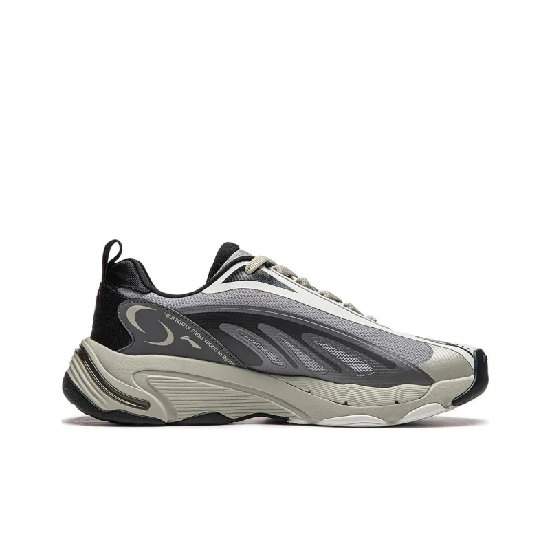 LiNing Butterfly 2K Slip Resistant Cushioning Wear Resistant Support Low Top Chunky Sneakers Men's Gray-1
