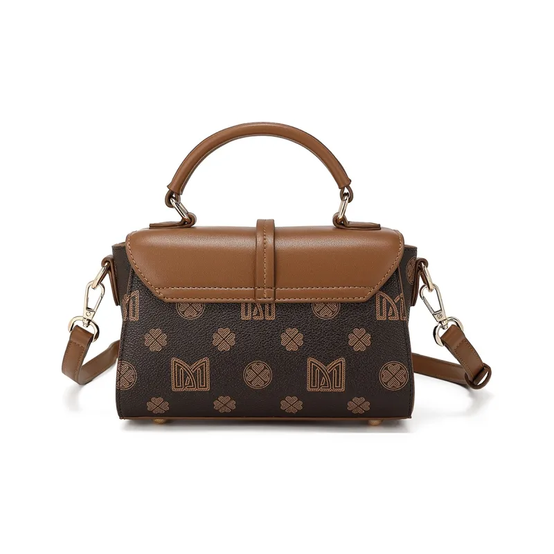 MEXICAN PVC Small Square Bag, Crossbody Bag, Shoulder Bag, Handbag Tubas Women's Dark Brown/Ecru-2