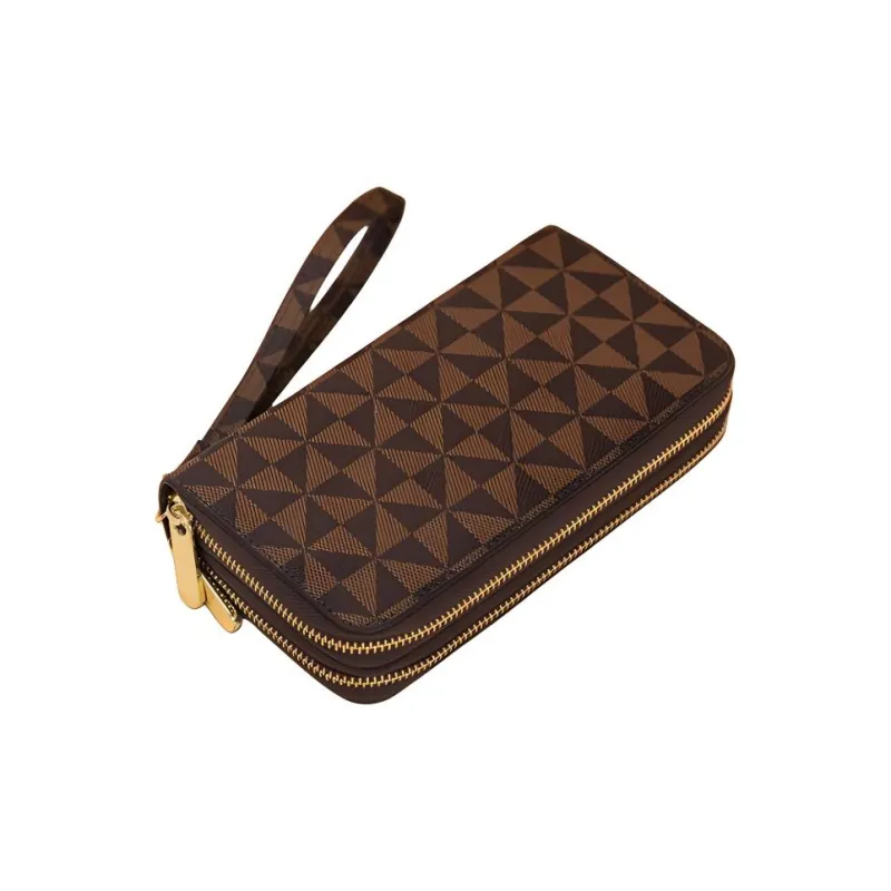 BRINCH Printed Material Wallet Regular Unisex Black/Coffee/White-3