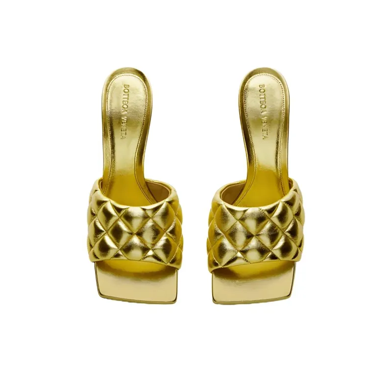Bottega Veneta Padded Stylish Sandal 9cm Women's Gold-3