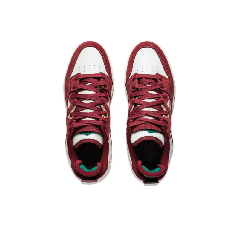 LiNing Wave Pro Anti-Slip Wear-Resistant Low-Top Skateboard Shoes Men's Red White-3