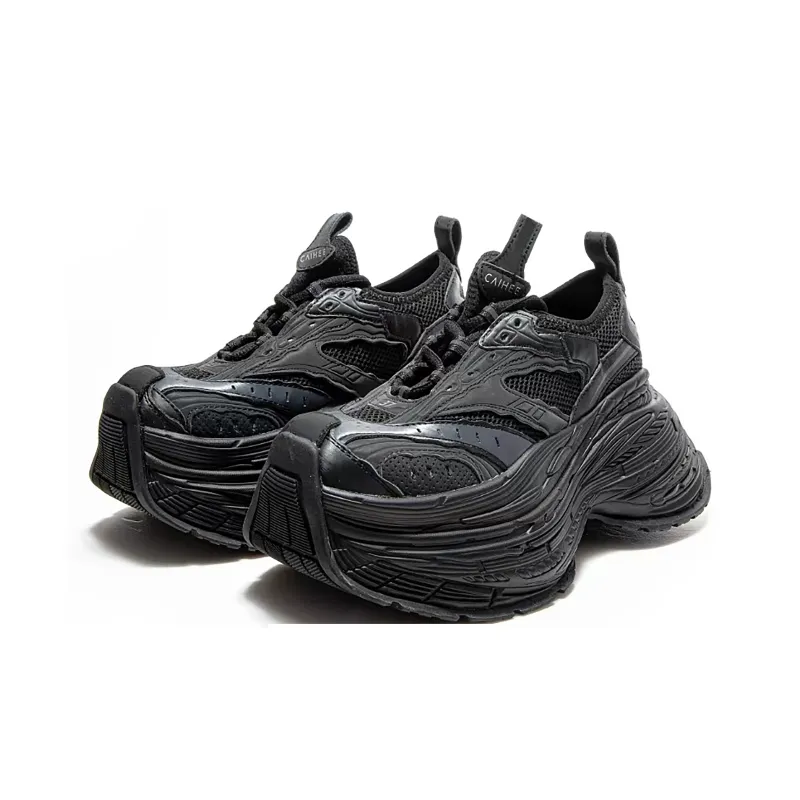 CAIHEE Anti Slip And Wear Resistant Height Increasing Low Top Chunky Sneakers Unisex-2