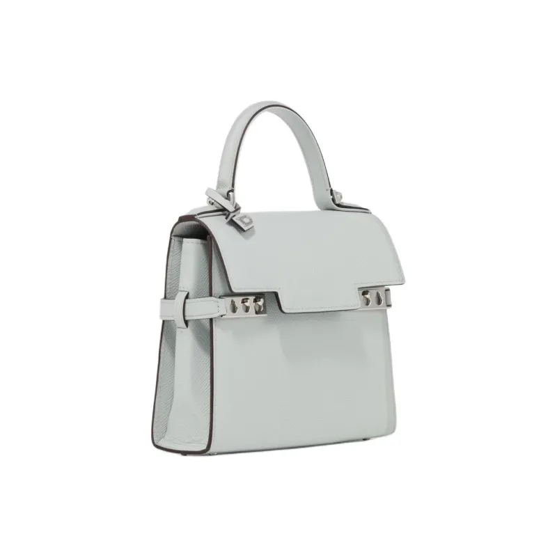 Delvau Tempête Grained Alpina Calfskin Shoulder Bag Crossbody Bag Handbag Small Size Women's Cloud Gray-1