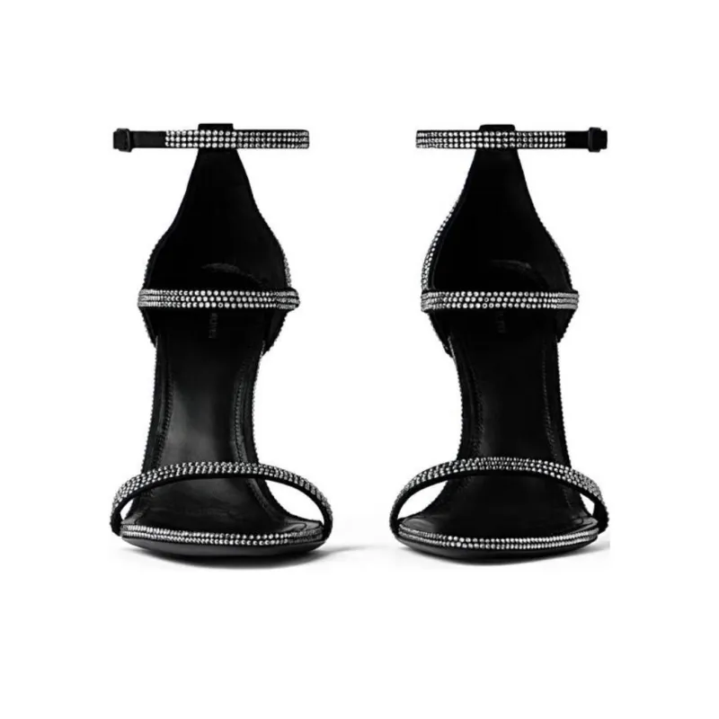 Balenciaga Honey Strap Sandals 11cm Women's Black-4