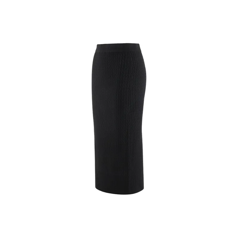MaxMara Studio Knit Long Skirt Women's Black-2