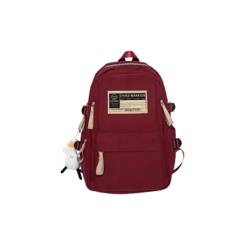 Warrior Nylon Backpack Large Size Unisex Fashion Burgundy/White/Black