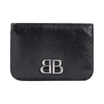 Balenciaga Arena Calfskin Card Holder Women's Black