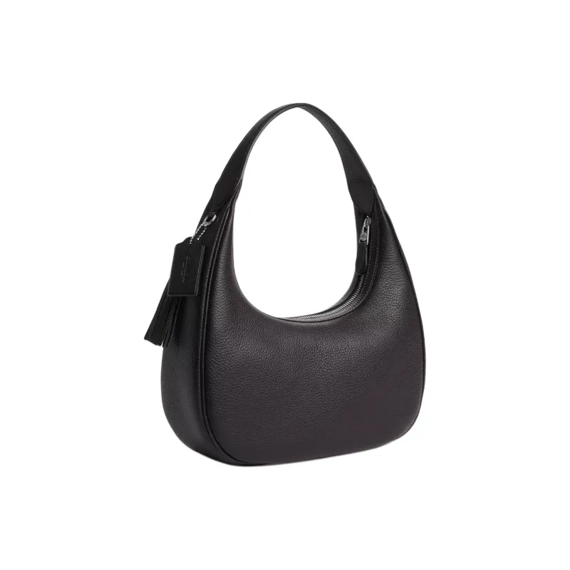 COACH Leather Handbag Shoulder Bag Large Size Women's Silver & Black-1