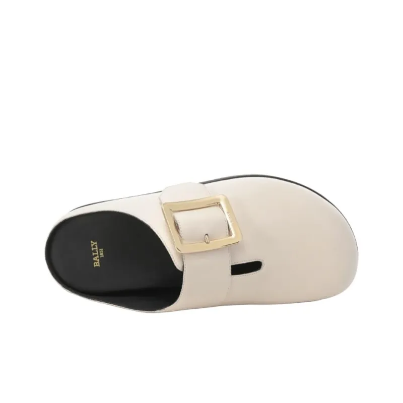 BALLY Closed Toe Slippers, Birkenstock Shoes Women's Ivory White-5