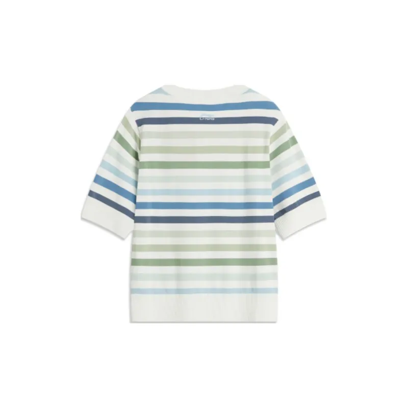 LiNing T-Shirt Women's Green Cross Stripes-1