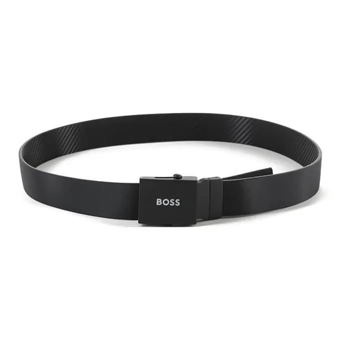 HUGO BOSS Trimmable Belt Double Sided Rotating Cow Leather Men's Black Width 3.3cm-2
