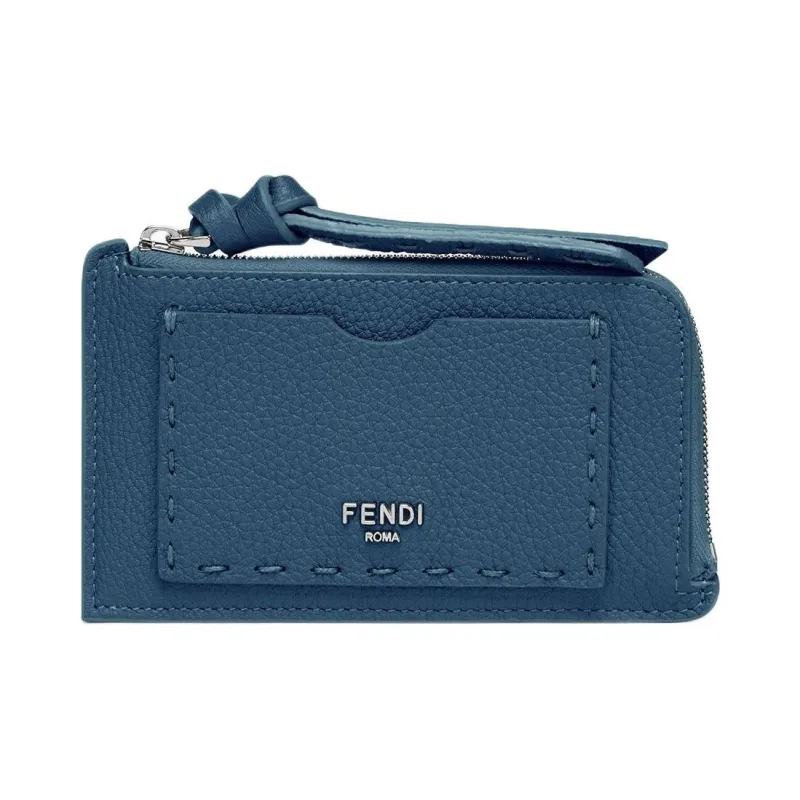 FENDI Peekaboo Calfskin Card Holder Women's Blue-0