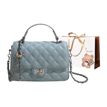 ERANGBEAR PU Fashionable High-Quality Versatile Handbag Women's Blue/Black/Ecru