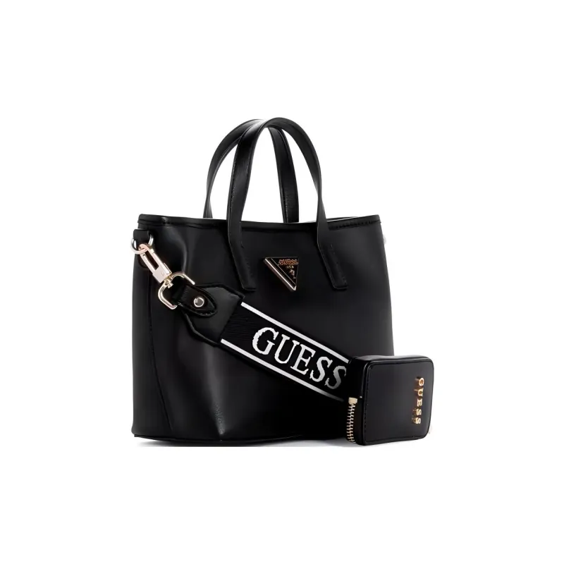GUESS Artificial Leather Shoulder Bag, Crossbody Bag, Handbag Large Size Women's Black-3