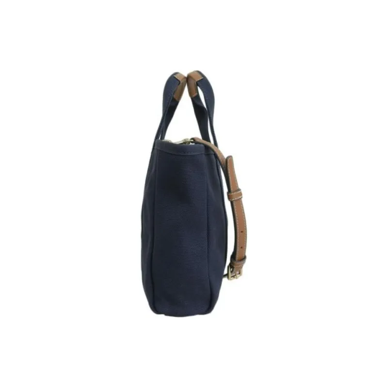 TORY BURCH Canvas Tote Bag, Shopping Bag, Shoulder Bag, Crossbody Bag, Handbag Small Size Women's Dark Blue-2