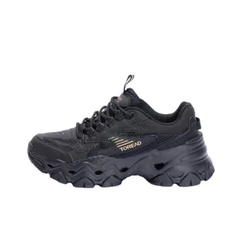 TOREAD Slip Resistant, Abrasion Resistant, Lightweight Low Top Chunky Sneakers Women's Black Gold