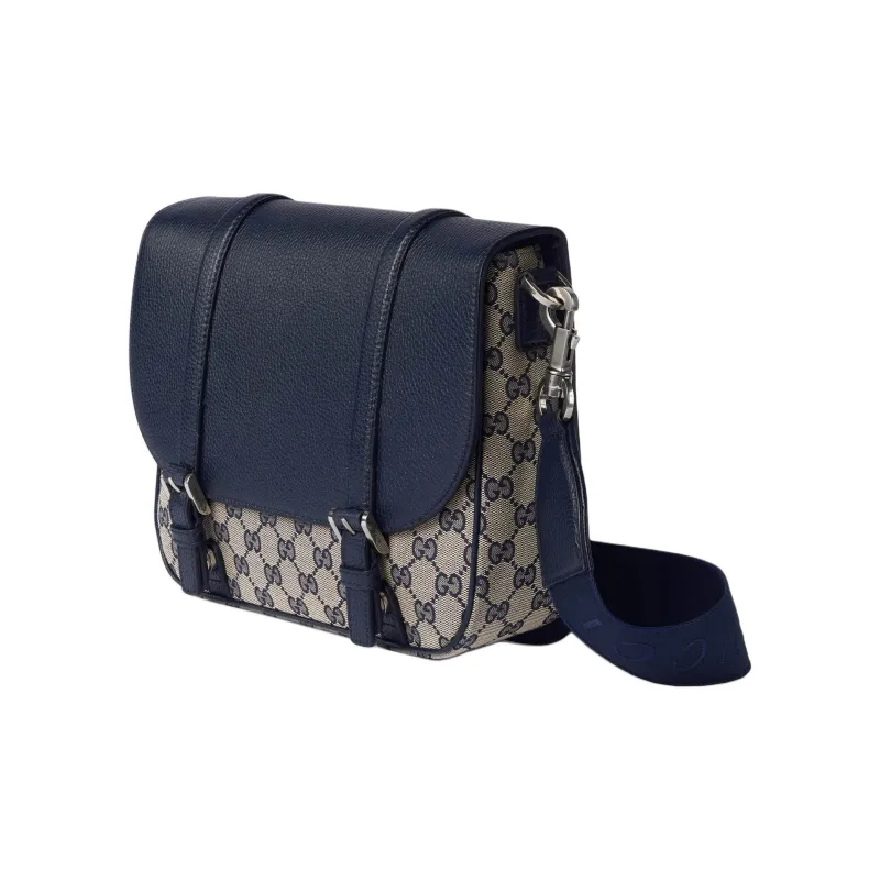 GUCCI Original Canvas Cross Shoulder Bag Men's Beige & Blue-1