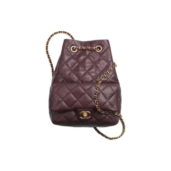 CHANEL Grain Lambskin Backpack Regular Women's Burgundy