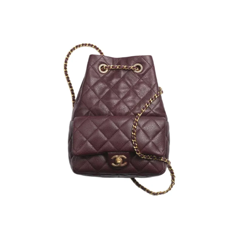 CHANEL Grain Lambskin Backpack Regular Women's Burgundy-0