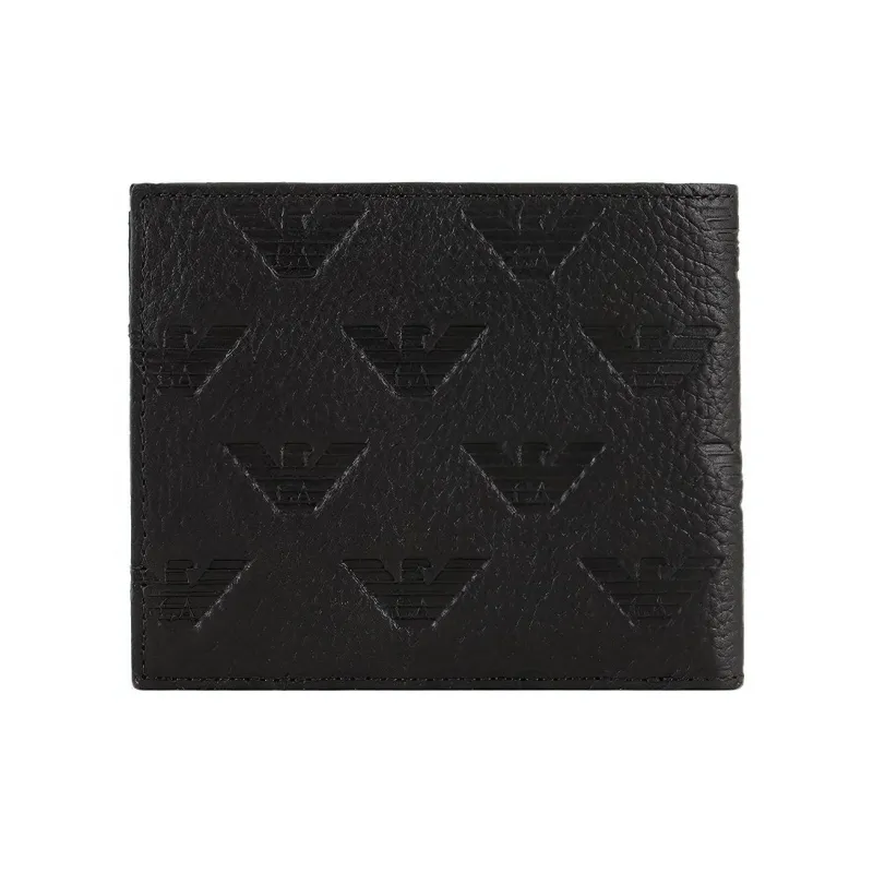 EMPORIO ARMANI Cow Leather Coin Purse Men's Black-3