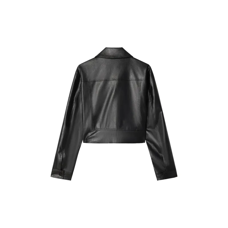THE SEA LIFE Leather Jacket Women's Black Mage-1