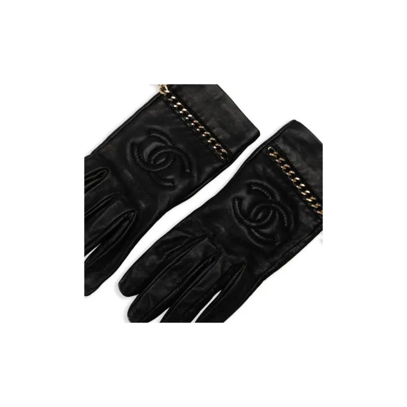 CHANEL Lambskin Gloves Women's Black-2
