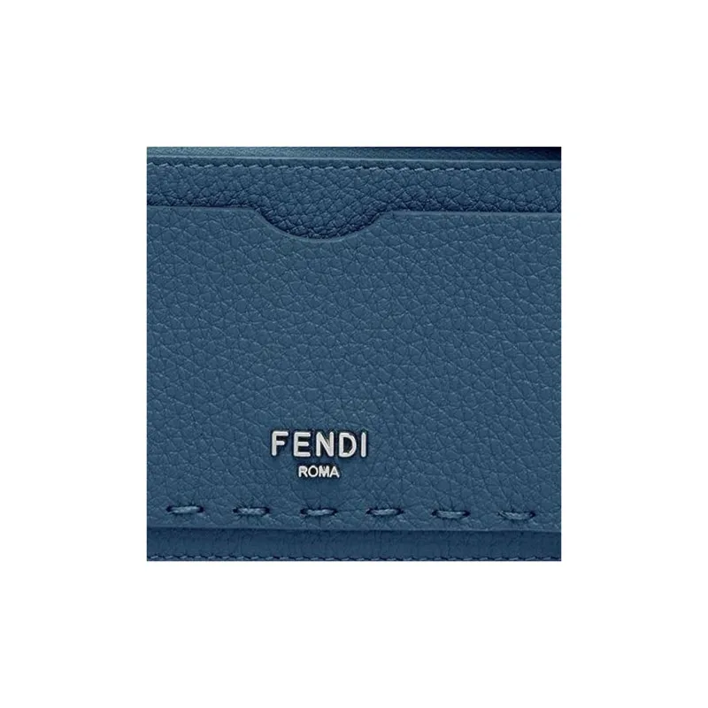 FENDI Peekaboo Calfskin Card Holder Women's Blue-3