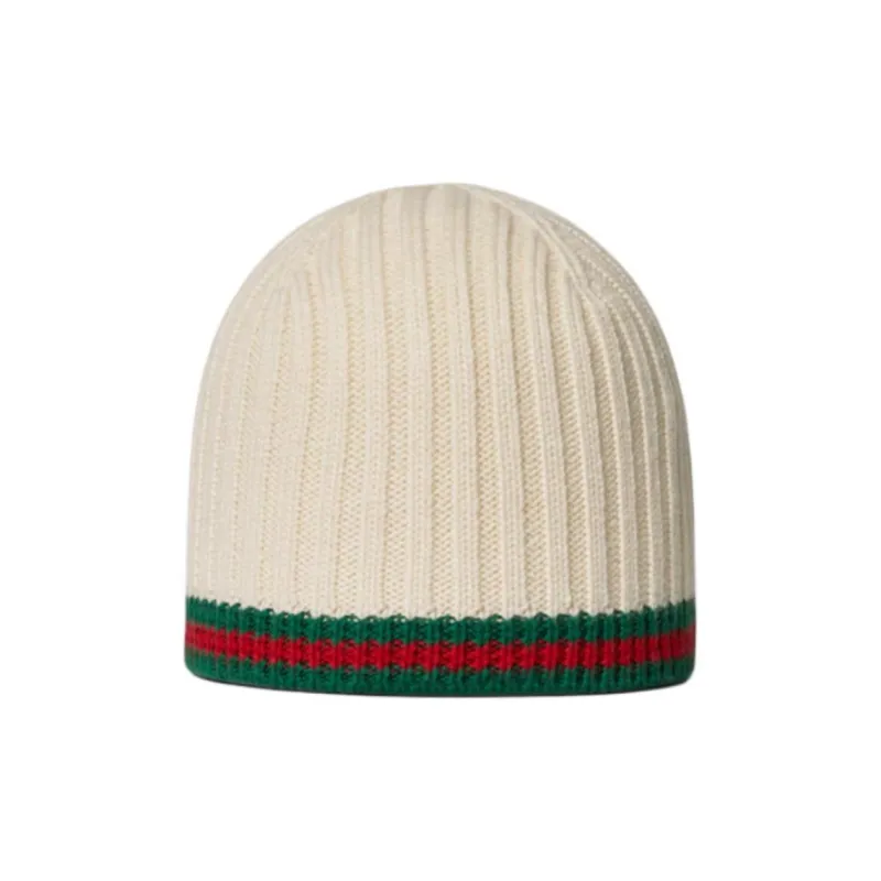 GUCCI Web-Stripe Ribbed-Knit Beanie-1
