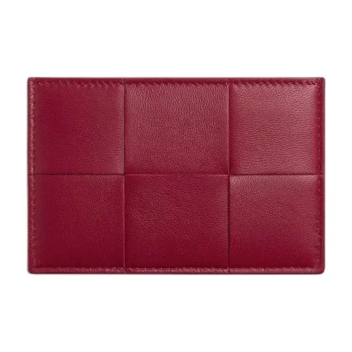 Bottega Veneta Lambskin Card Clip Card Holder Women's Deep Red