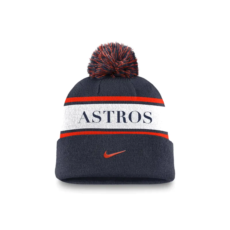 Nike Houston Astros Team Stripe Peak Men's Nike Mlb Cuffed Pom Beanie-1