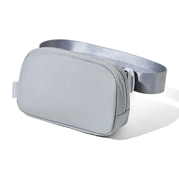 BOSTANTEN Fabric Fanny Pack Sling Bags Small Size Unisex Black/Gray-9