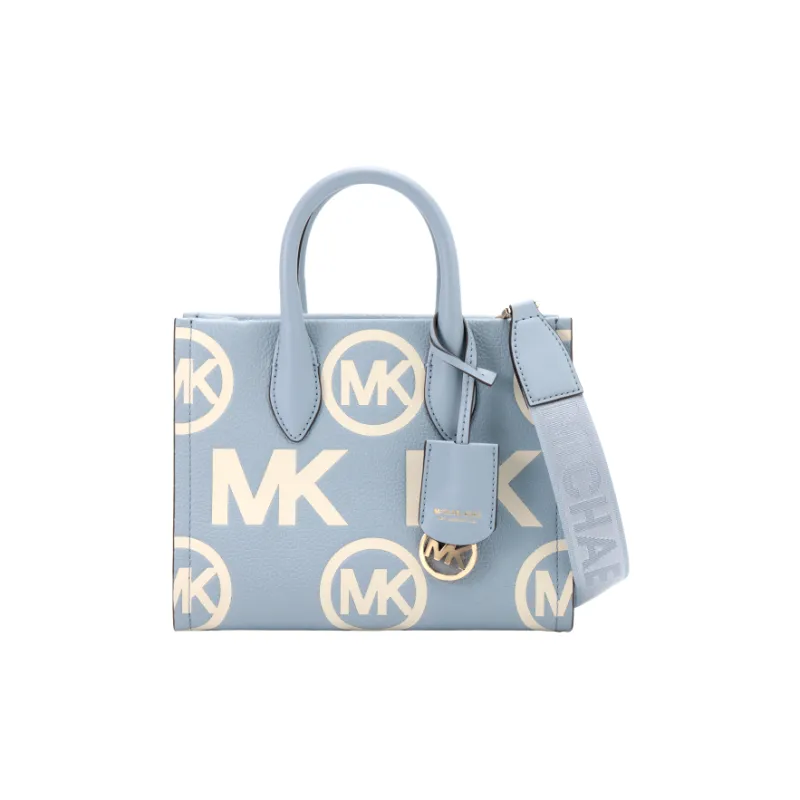 MICHAEL KORS Mirella Cow Leather Tote Shopping Bag Handbag Shoulder Bag, Crossbody Bag Small Size Women's Light Blue-1